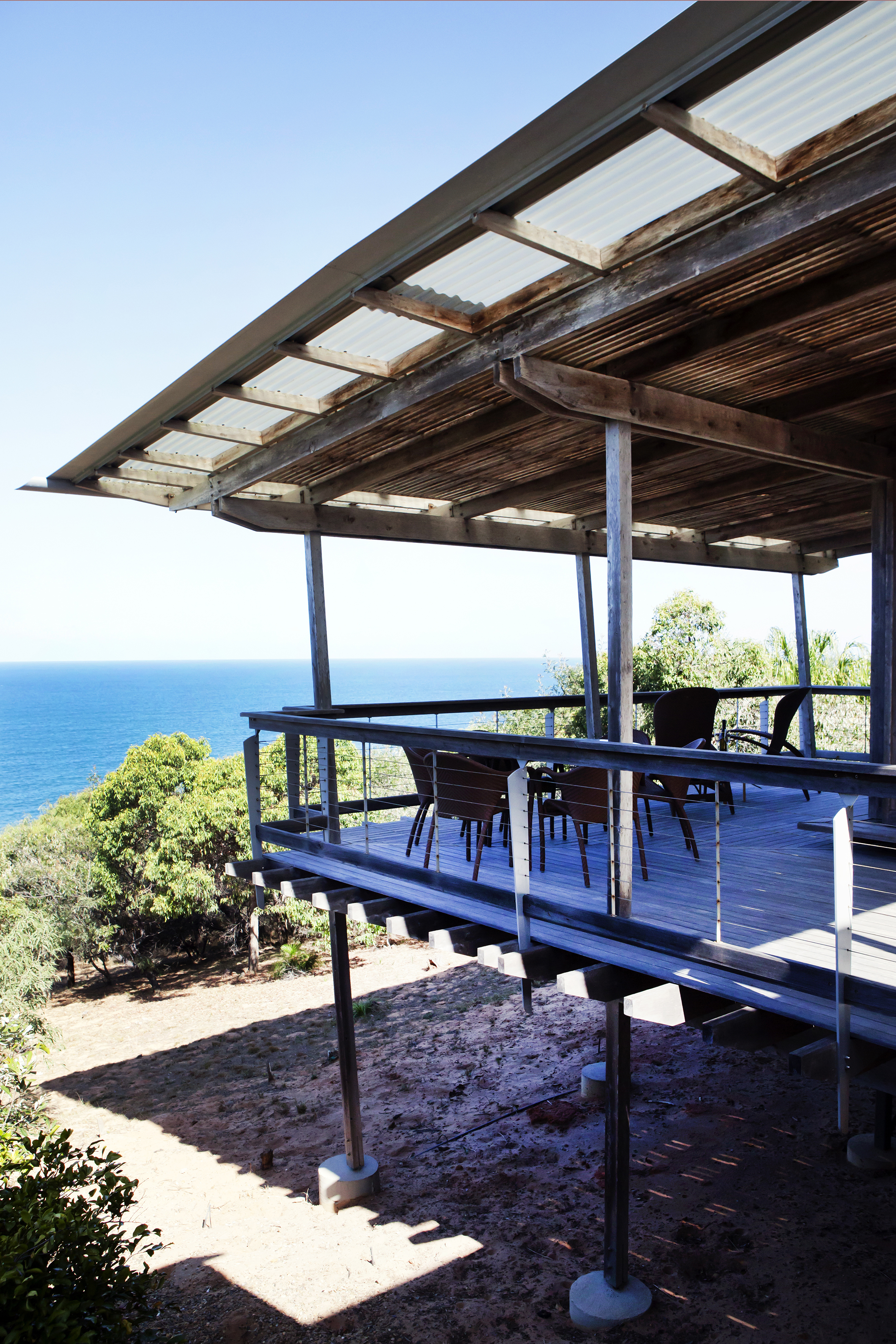 A terrace with an ocean view